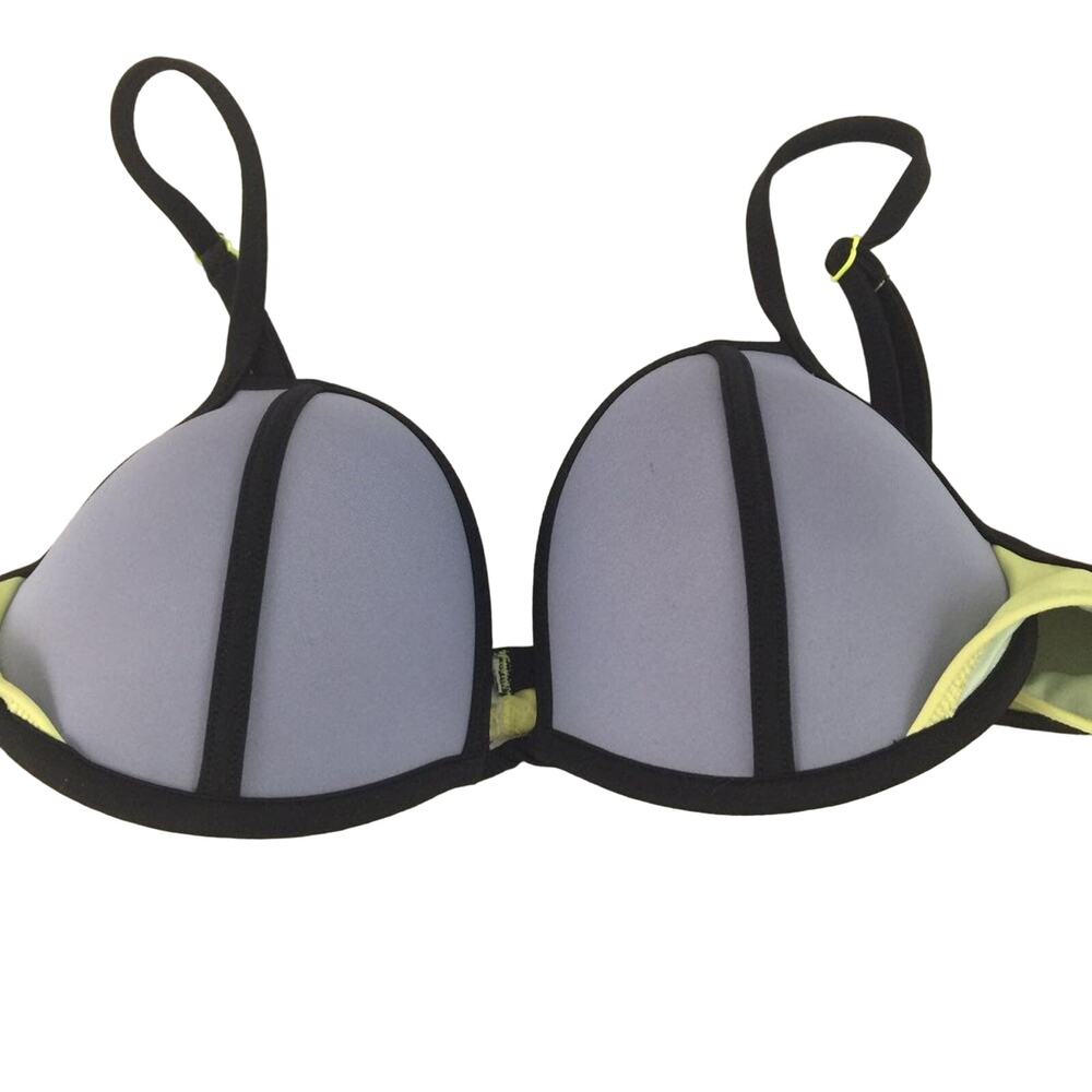 Victoria's Secret Women's Size 34B Bikini Top Adjustable Black Blue Neon Yellow